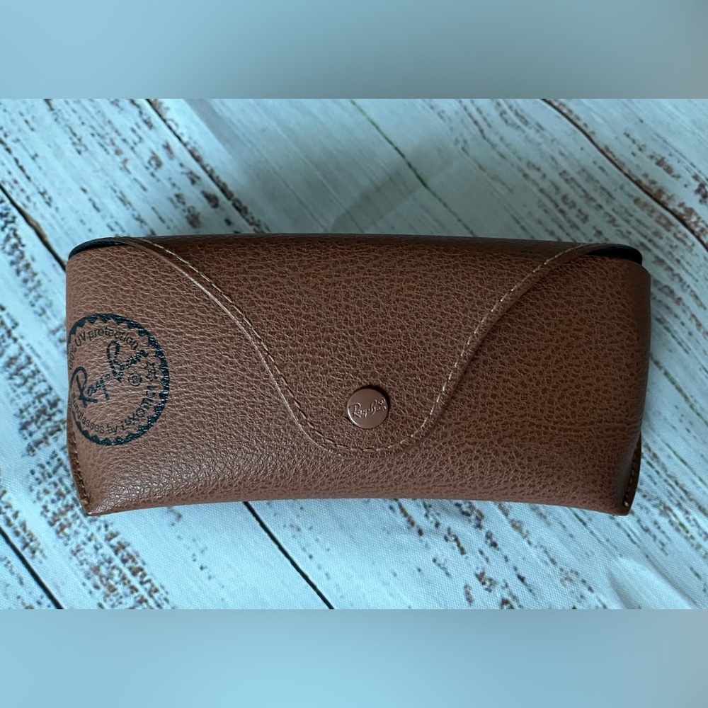 Brown pebbled leather Ray Ban sunglasses case